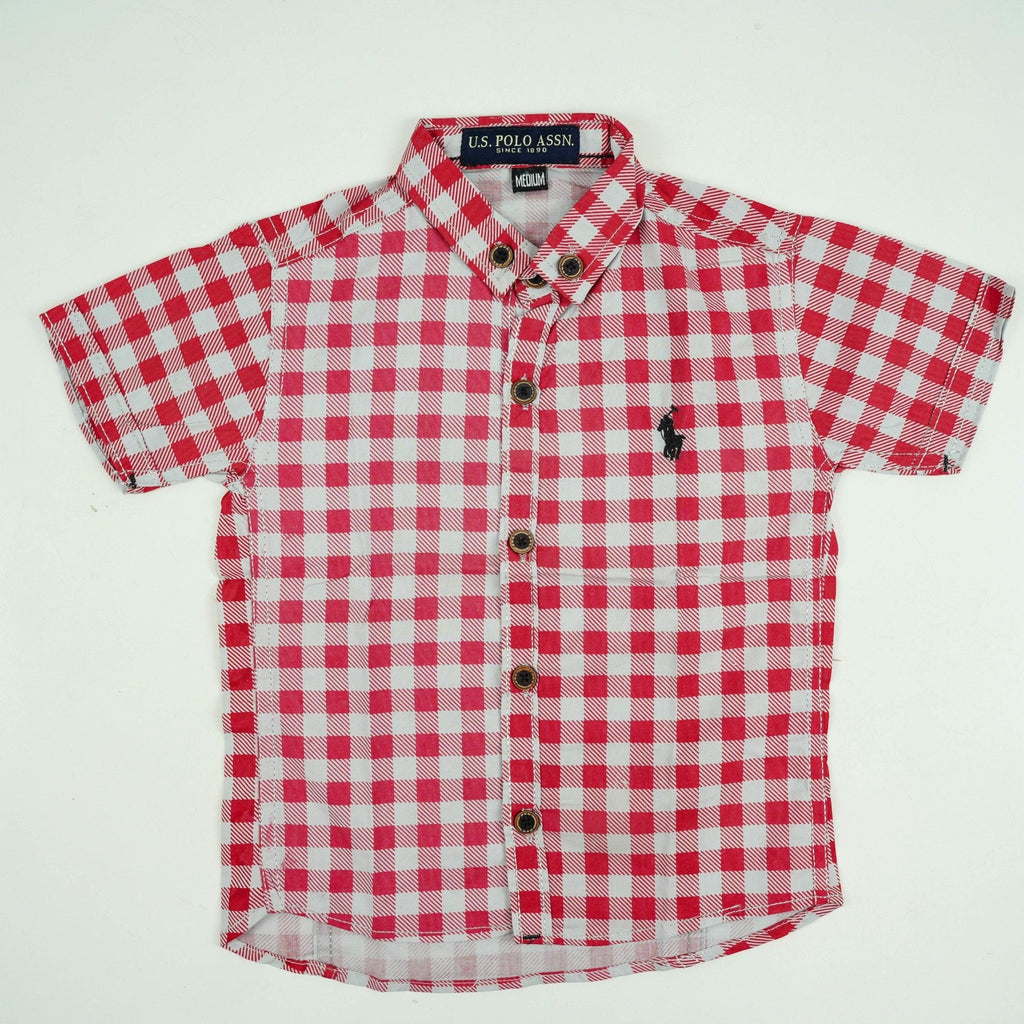 Red Checked Cotton Dress Shirt - Miniwears