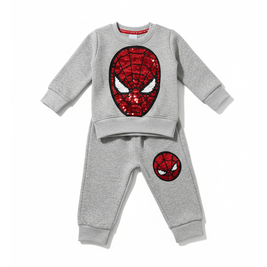 Spiderman Sequin Grey Tracksuit - Miniwears