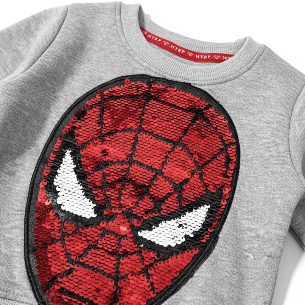 Spiderman Sequin Grey Tracksuit - Miniwears