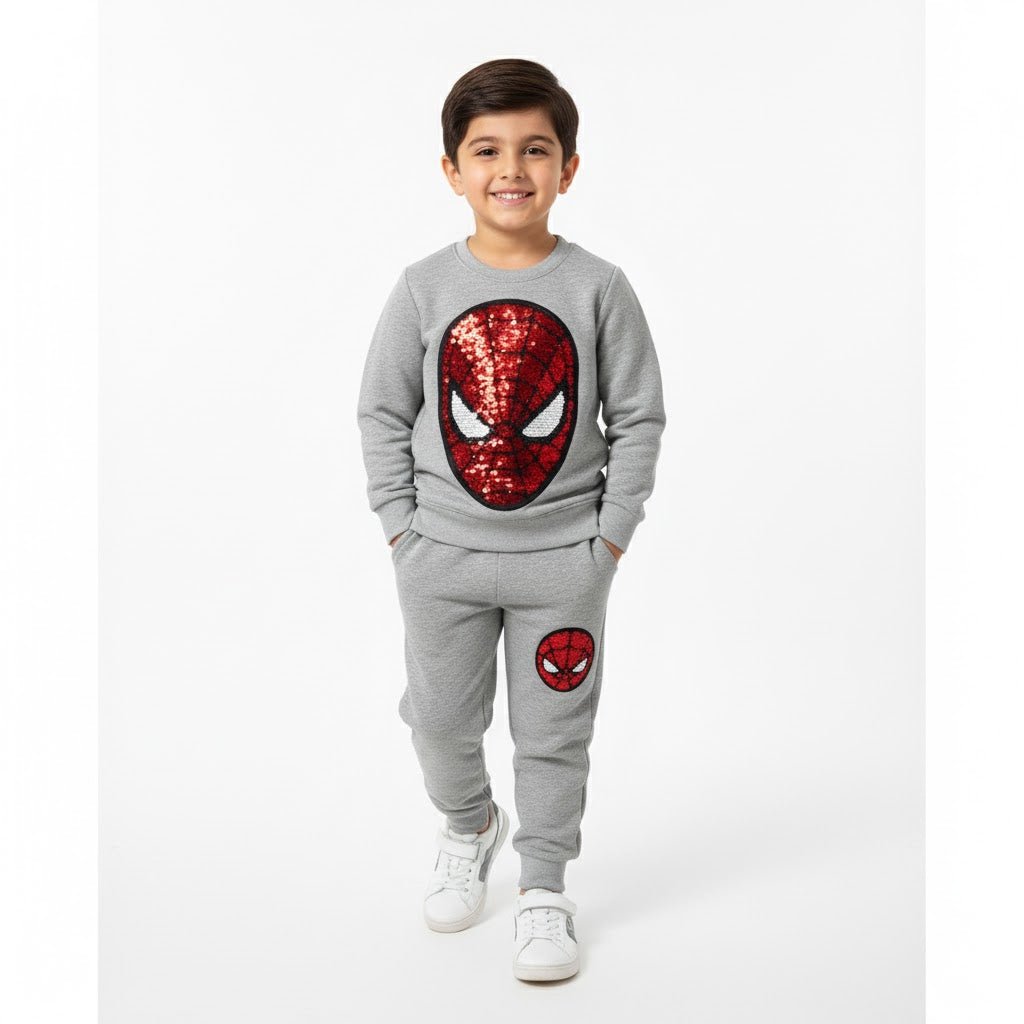 Spiderman Sequin Grey Tracksuit - Miniwears