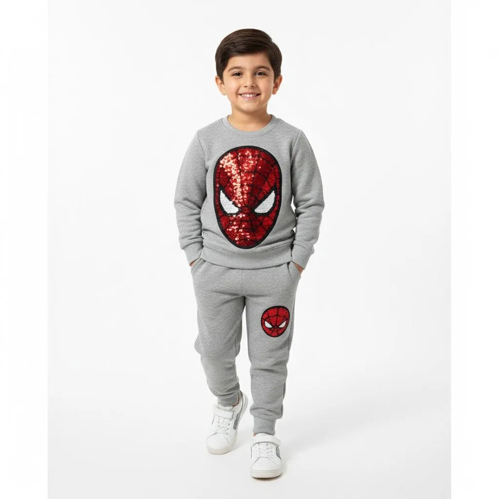 Spiderman Sequin Grey Tracksuit - Miniwears