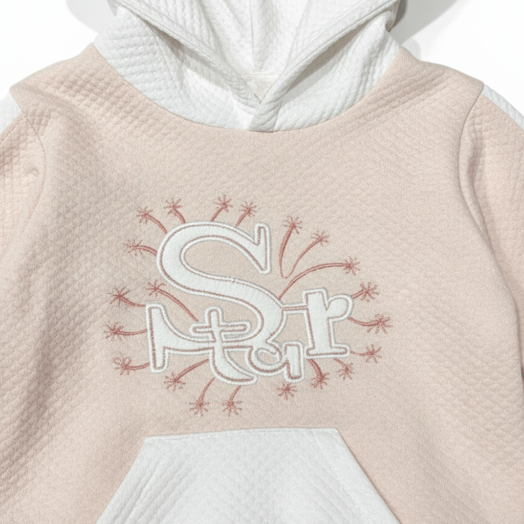 Star Pink White Textured Tracksuit - Miniwears