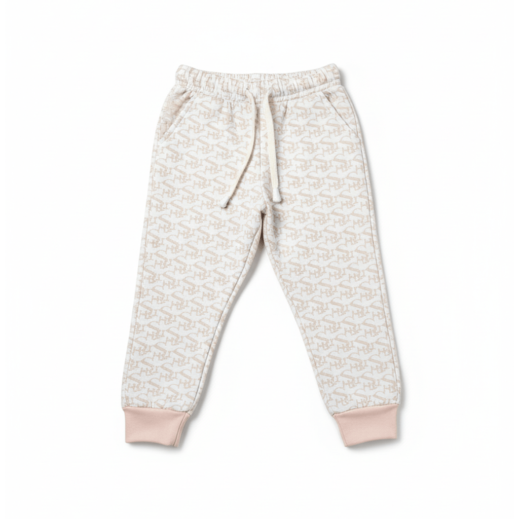 Star Pink White Textured Tracksuit - Miniwears