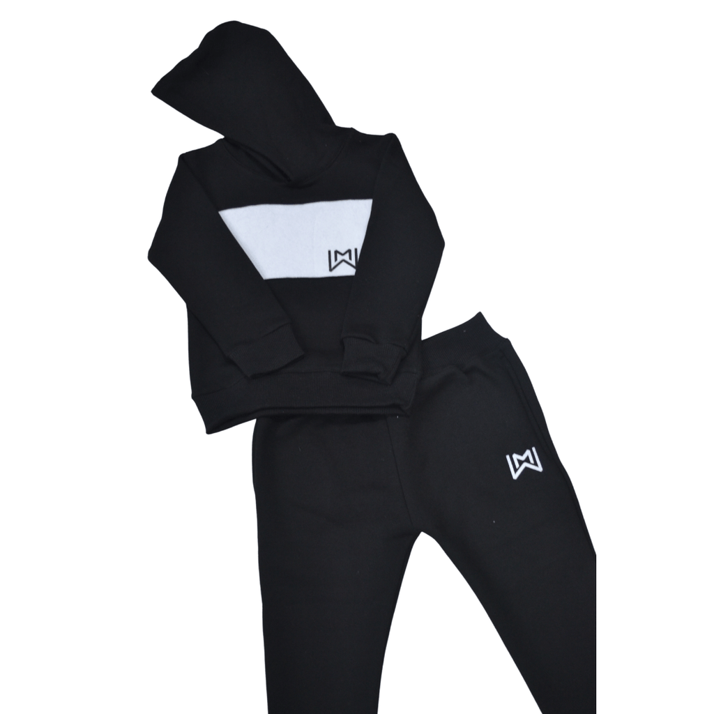 White Panel Black Tracksuit - Miniwears