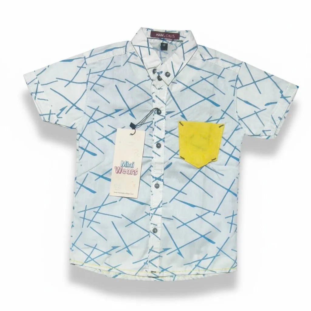 Yellow Pocket Lining Half Sleeve Shirt - Miniwears