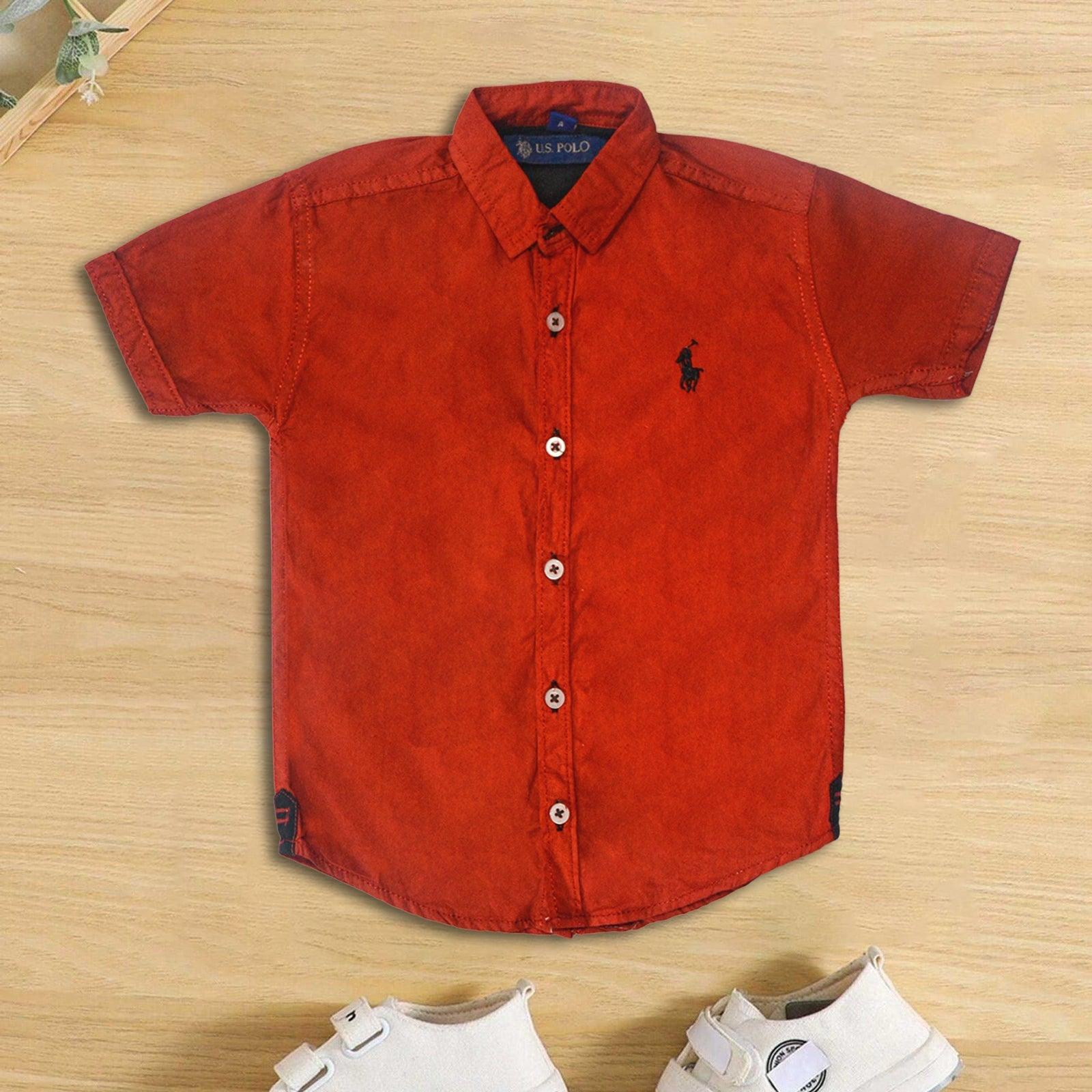 Bright Red color Shirt for Boys - Miniwears