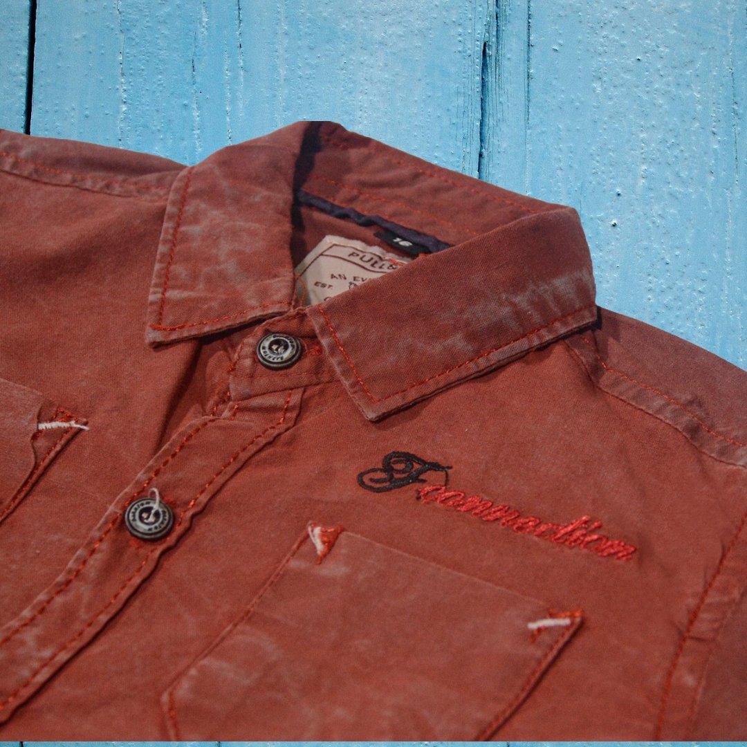 Stone Washed Red shirt For Kids - Miniwears